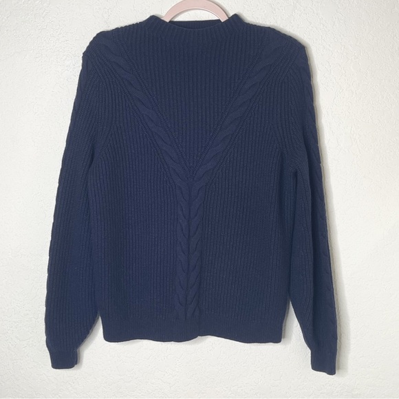 Sezane Sweaters - Sezane Deep Blue Cable Knit Crew Neck Sweater
